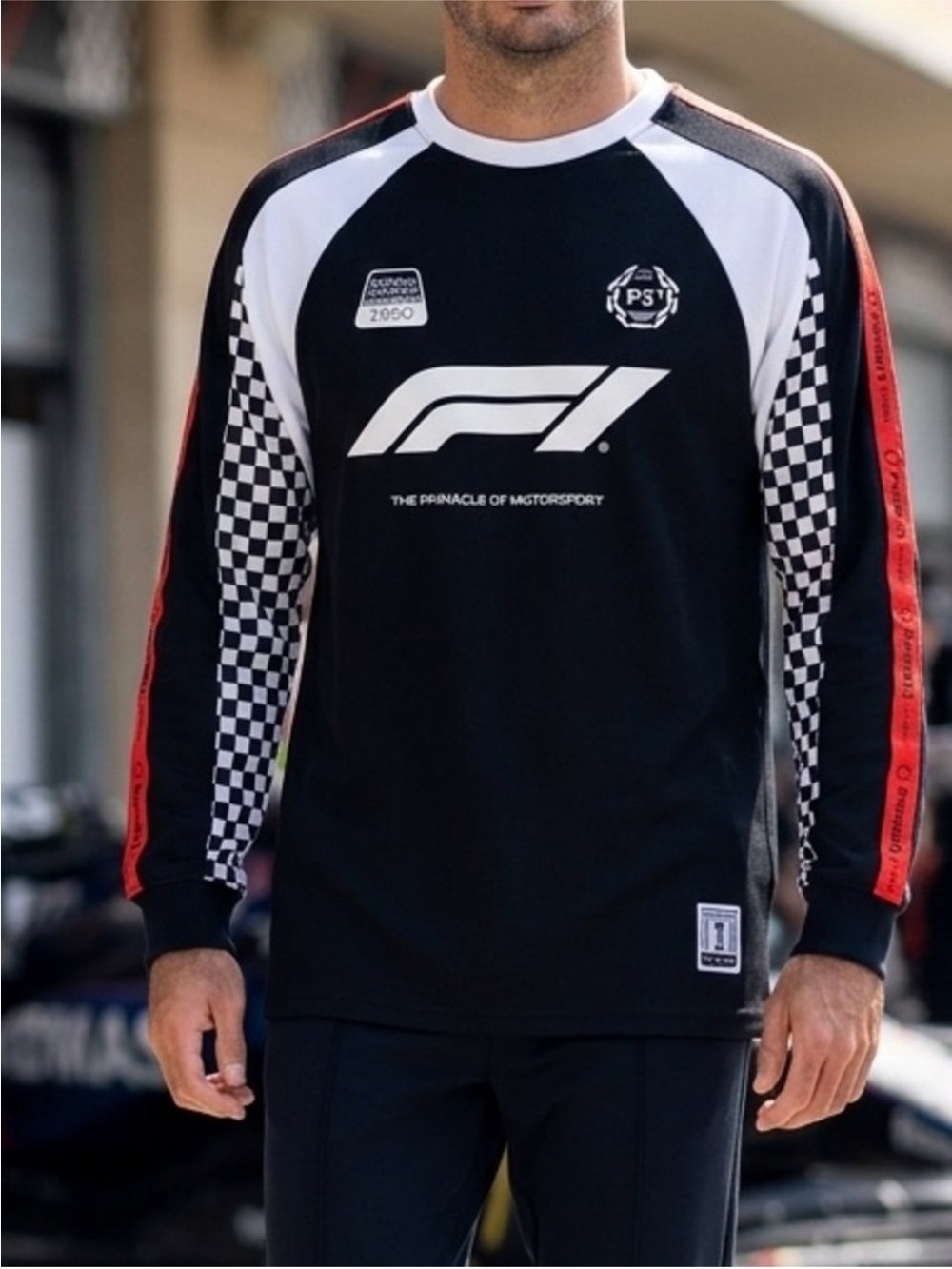 Formula 1 Shirt Men’s S/M Black Hybrid Pullover Motorsports Checkered